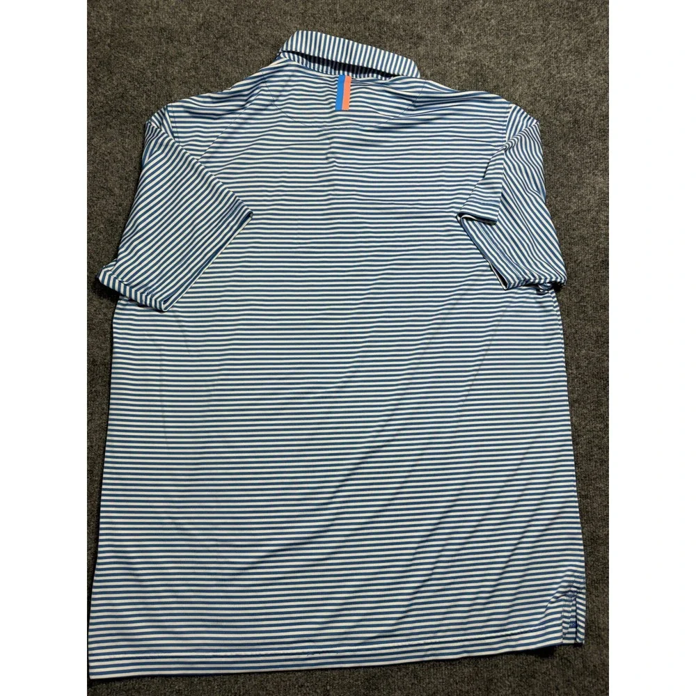 Rhoback Men's XL Polo Shirt Blue White Striped Short Sleeve Golf PP0025 - Picture 3 of 6